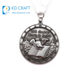 High quality custom metal zinc alloy die casting doming 3d antique silver finish catholic pendant medal